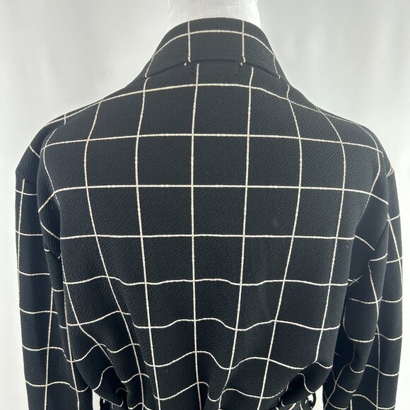 Boohoo Chic Windowpane Belted Blazer Black/White – Women's Large - Picture 5 of 10